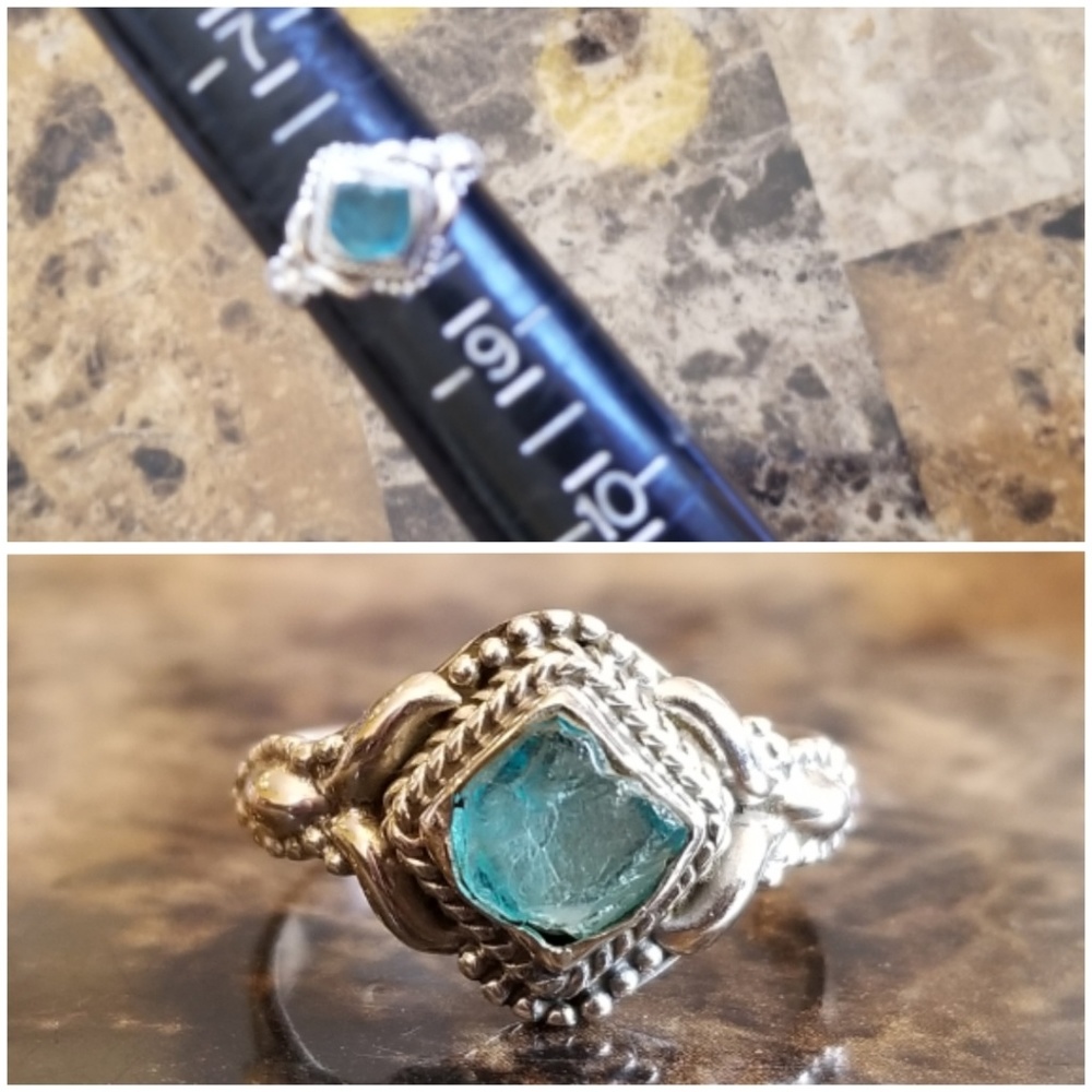 Beautiful, Genuine Blue 1ct Apatite Ring Size 8 - Picture 6 of 6